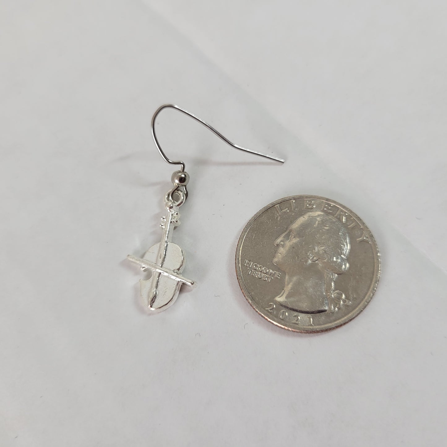 Women Viola Dangle Earrings Silver Tone Alloy Music Lover Orchestra Music E96E