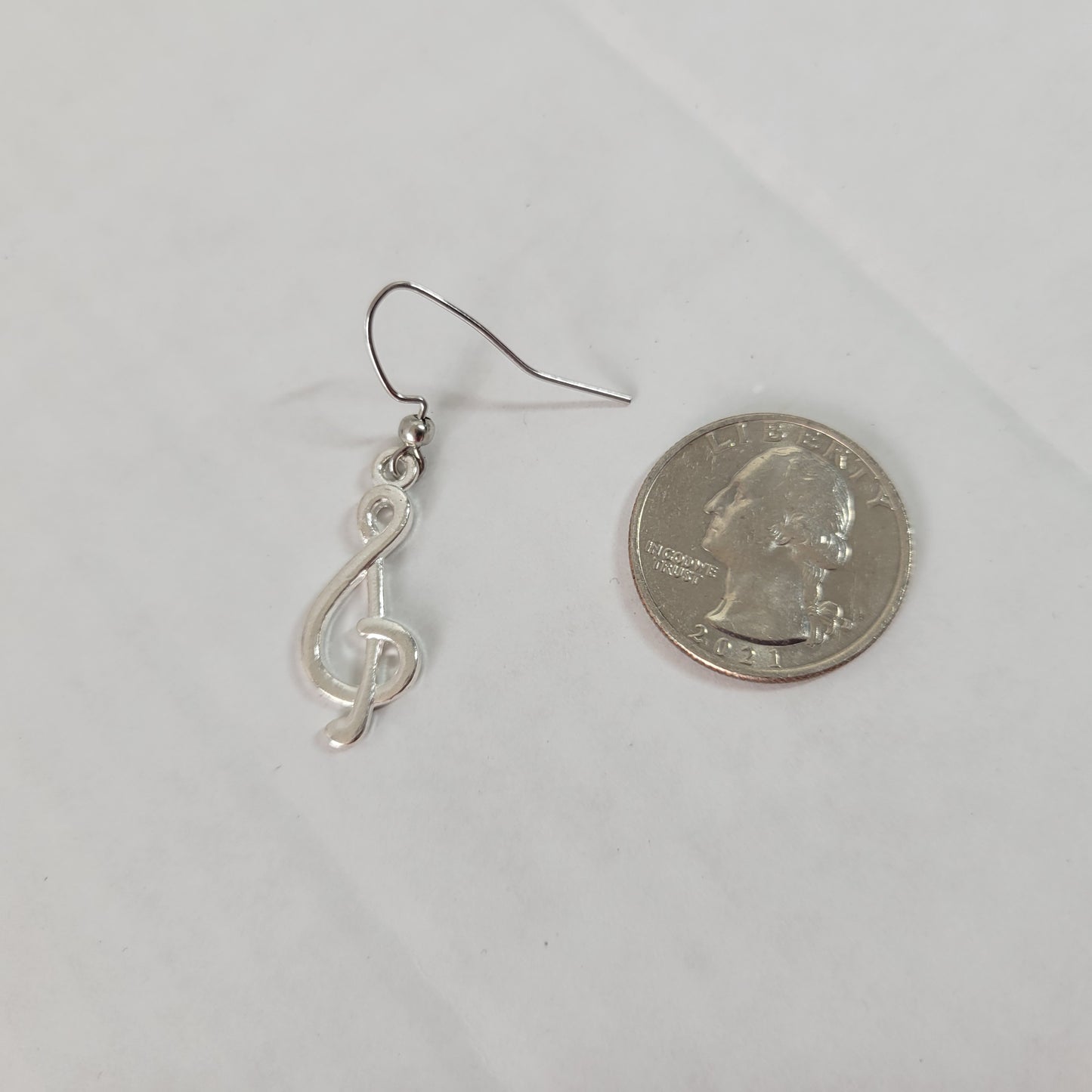 Women Treble Clef Dangle Earrings Silver Tone Alloy Music Lover Orchestra E99E