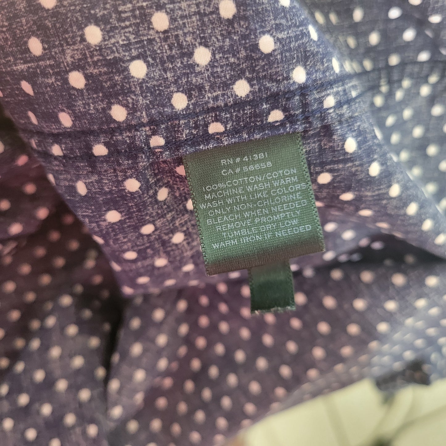 Lauren Ralph Lauren 2X Top Blue White Polka Dot Cotton Non Iron Button GEO28E