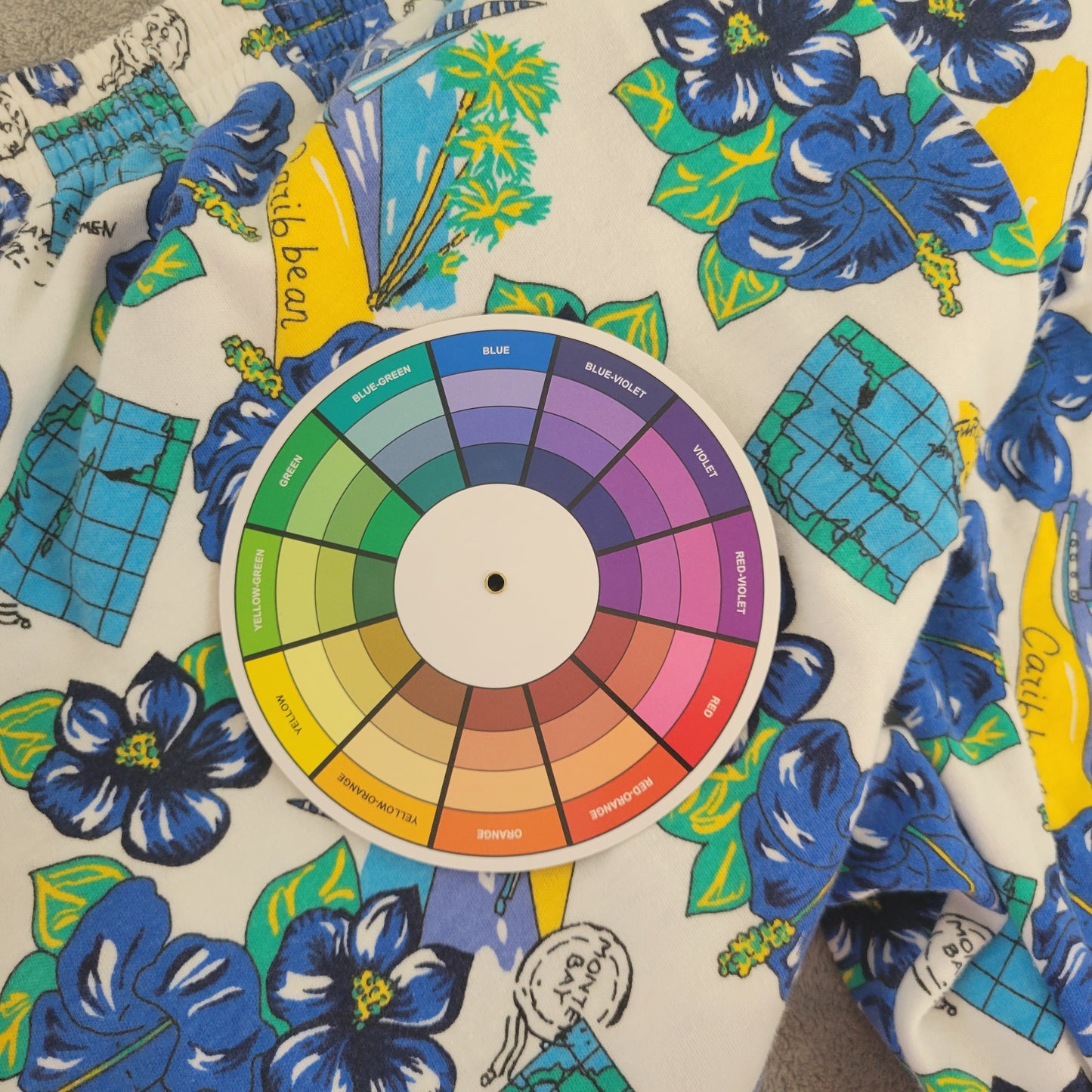 Karen Scott Shorts 2X Plus Blue Yellow Floral Elastic Waist Pull On FLO15E