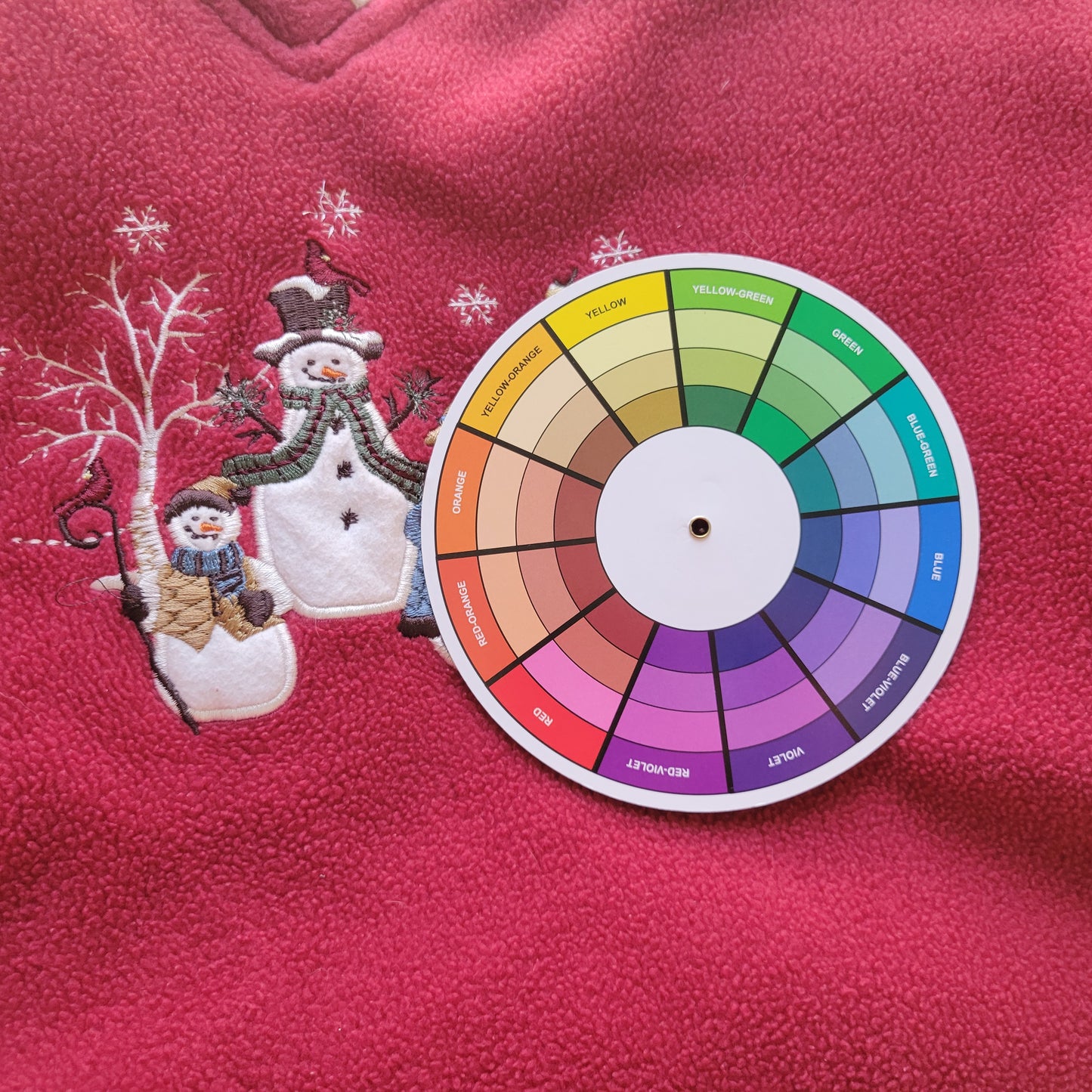 Croft & Barrow Christmas Snowman Fleece Sweatshirt XL Red V-Neck SWE97E