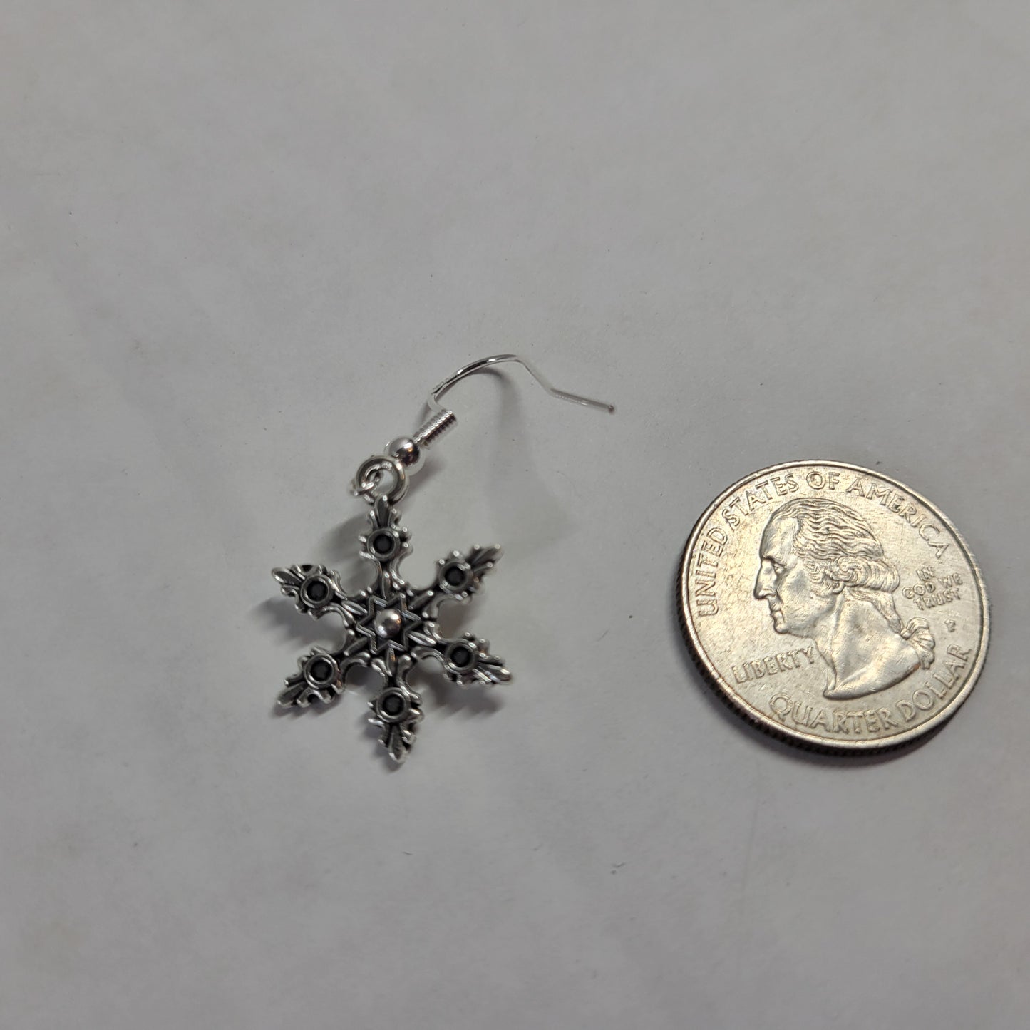 Silver Snowflake Dangle Earrings Starburst Winter Christmas Gift Jewelry E164E