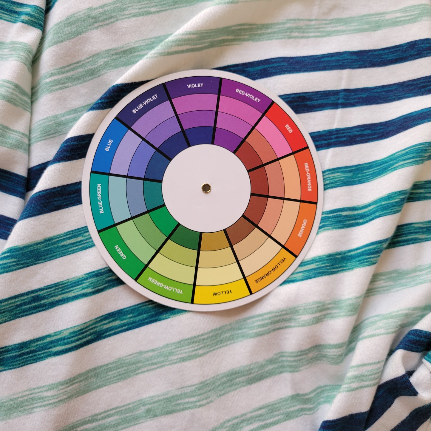 Croft & Barrow Striped Watercolor Tee XL Blue Green Cotton V-Neck STR9E