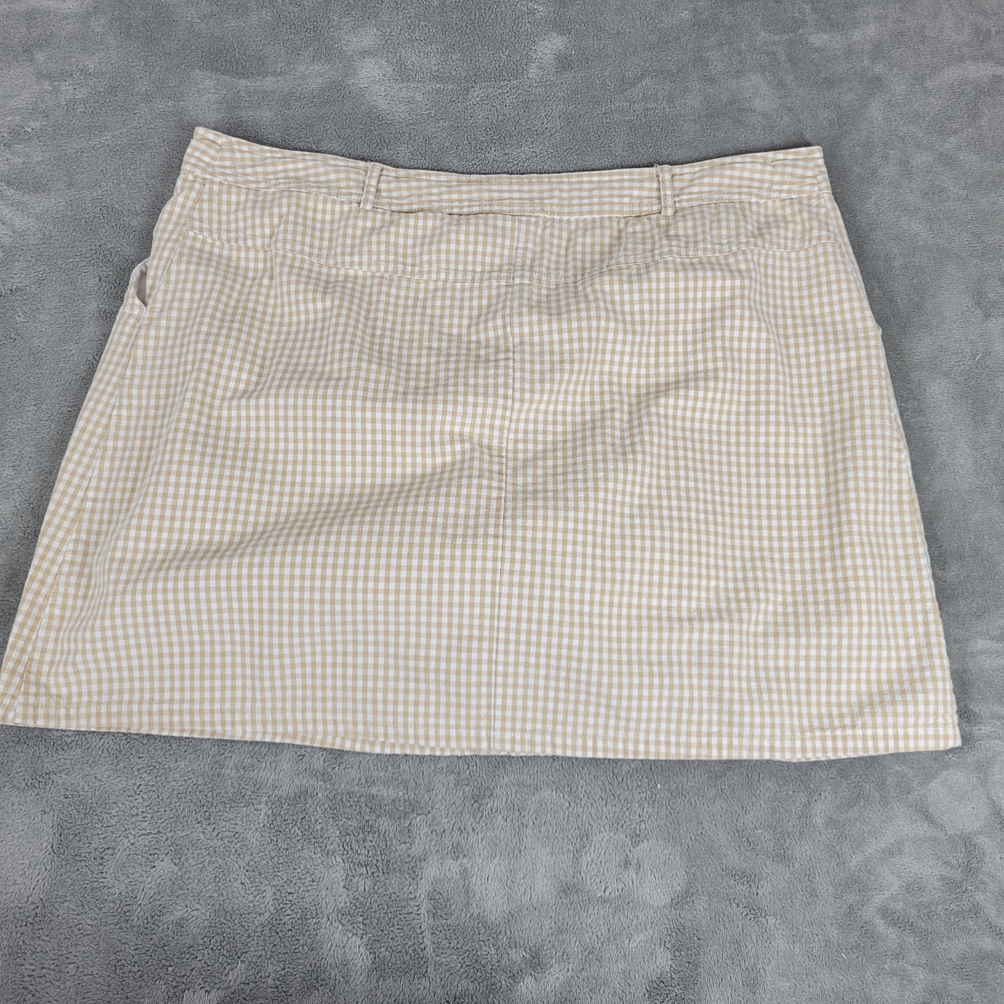 White Stag Skort 18W Beige White Plaid Cotton Zip Pockets Plus Short PLA14E