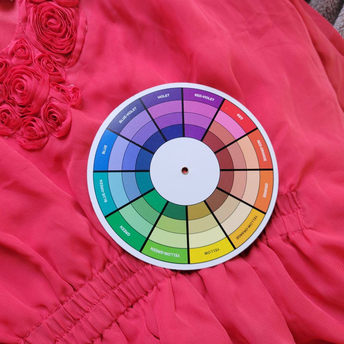 Badgley Mischka American Glamour Pink Red Chiffon Rosette V-Neck Top Dress 1X PIN32E