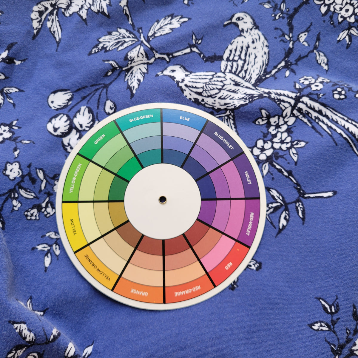 Talbots Women XL Tee Blue White Floral Bird 3/4 Sleeve Cotton Blend Crew Casual FLO319E