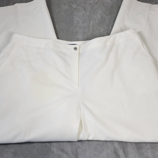 Evan Picone Women Pants 24W Plus Straight Leg White Lined Comfy Zip Poly Blend