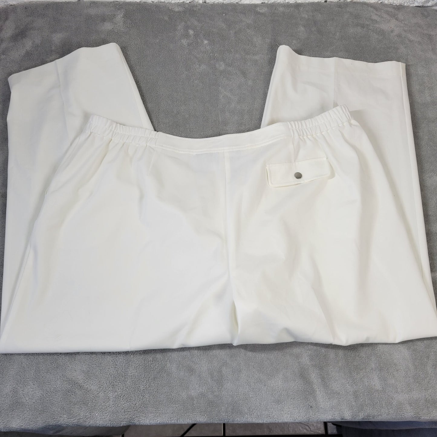 Evan Picone Women Pants 24W Plus Straight Leg White Lined Comfy Zip Poly Blend