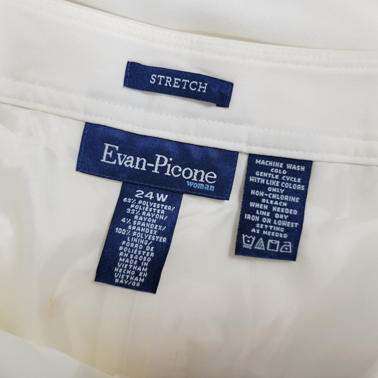 Evan Picone Women Pants 24W Plus Straight Leg White Lined Comfy Zip Poly Blend