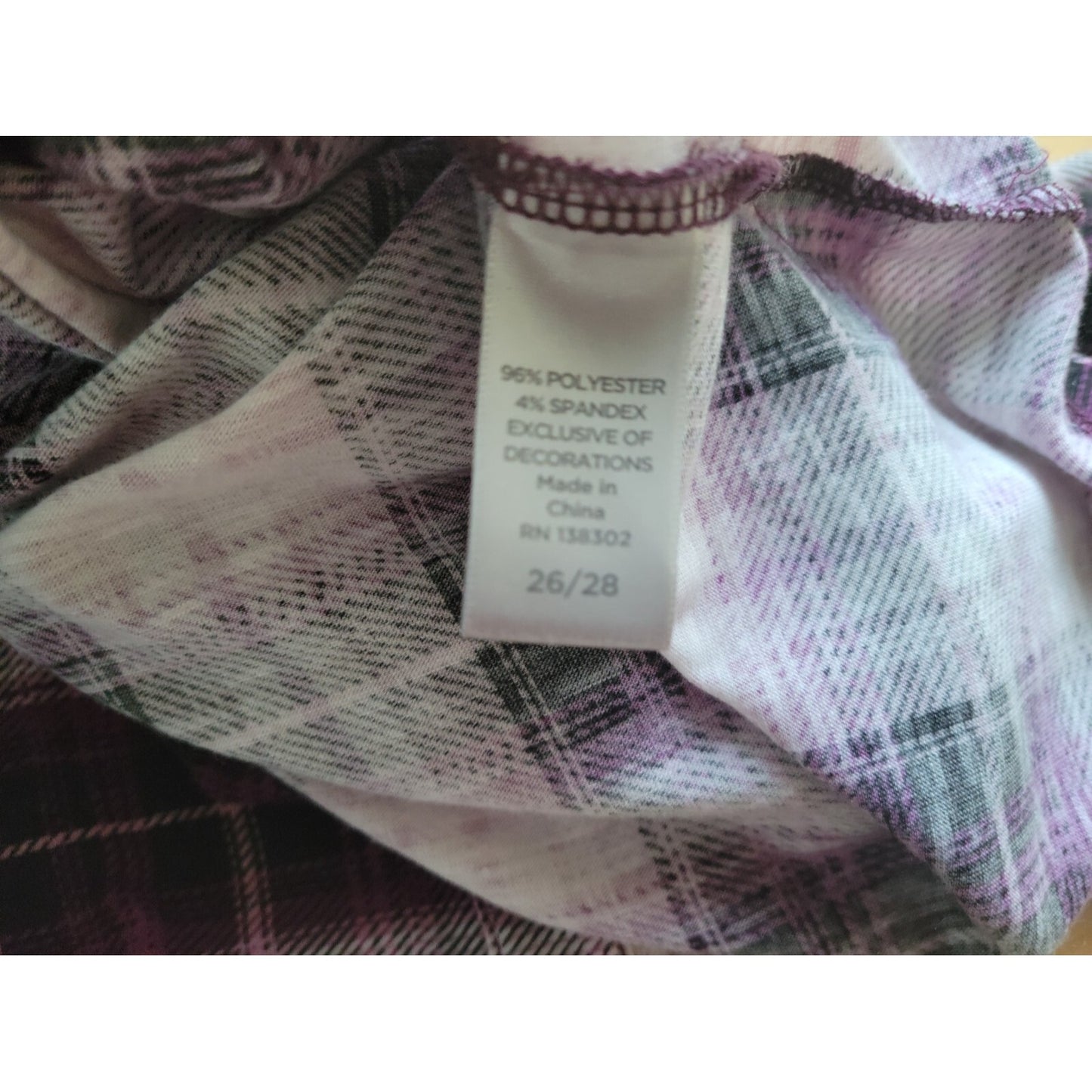 Avenue Womens Shirt 26 28 Plus Collar Button Up Purple Plaid Crochet Shoulder