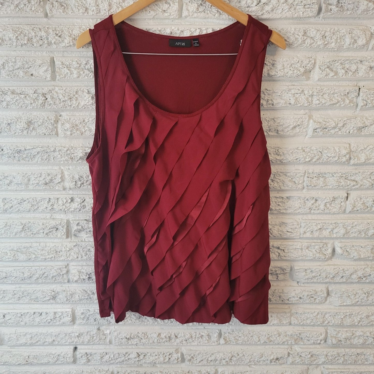 Apt 9 Womens Top 1X Plus Tank Rust Red Tiered Lightweight Rayon Office Casual