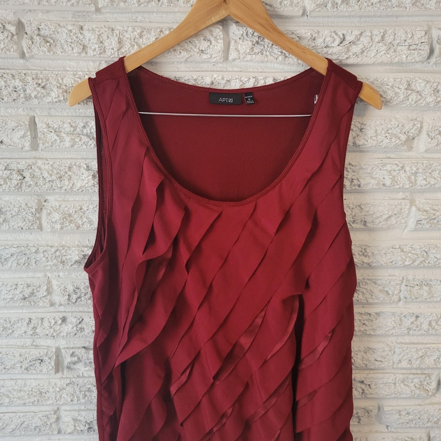 Apt 9 Womens Top 1X Plus Tank Rust Red Tiered Lightweight Rayon Office Casual