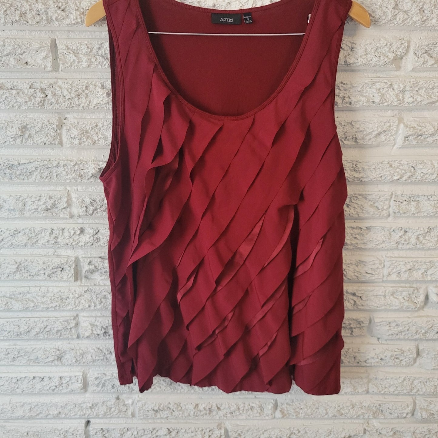 Apt 9 Womens Top 1X Plus Tank Rust Red Tiered Lightweight Rayon Office Casual