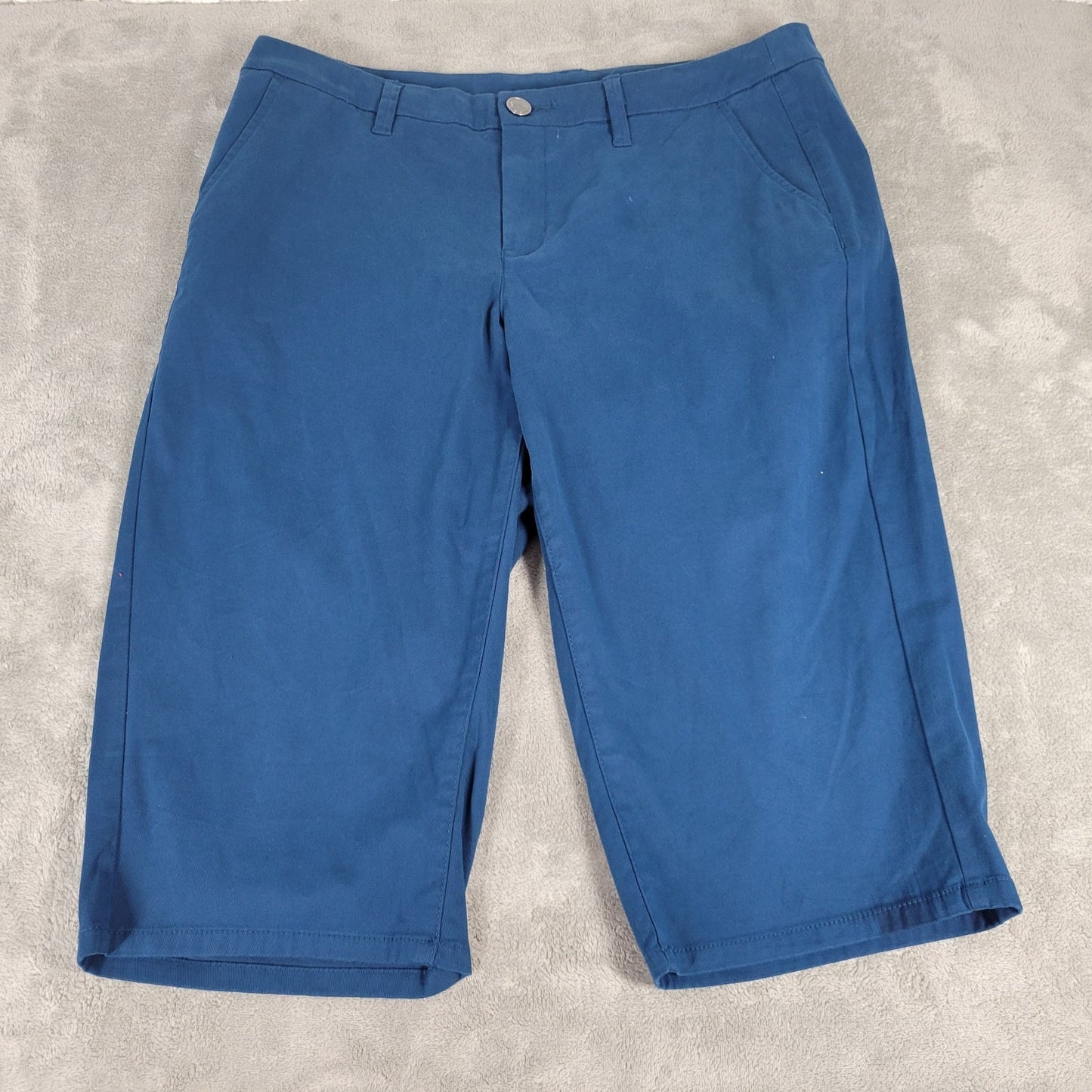 Lane Bryant Womens Pants 16 Capri Blue Zip Fly Lightweight Cotton Blend Casual