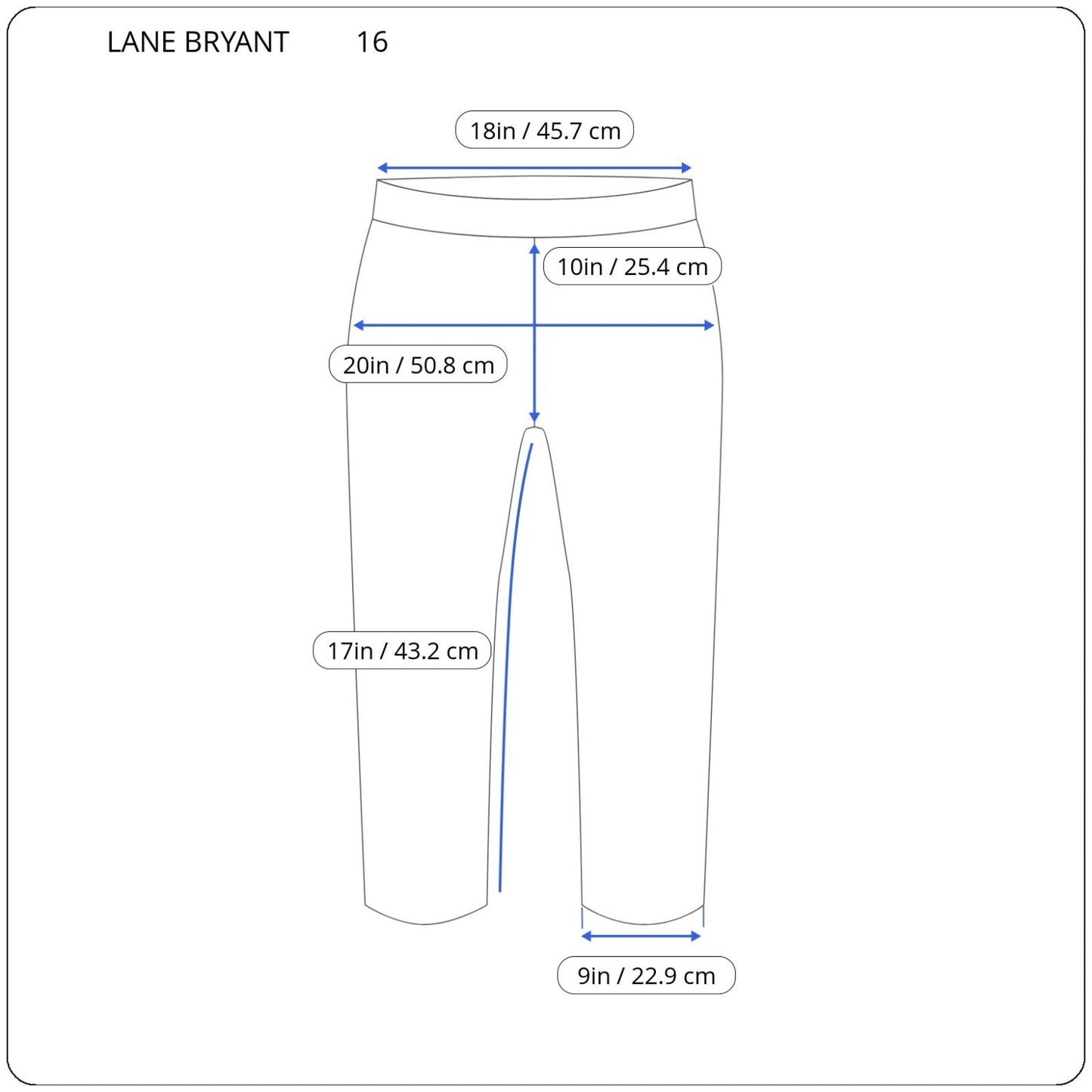 Lane Bryant Womens Pants 16 Capri Blue Zip Fly Lightweight Cotton Blend Casual