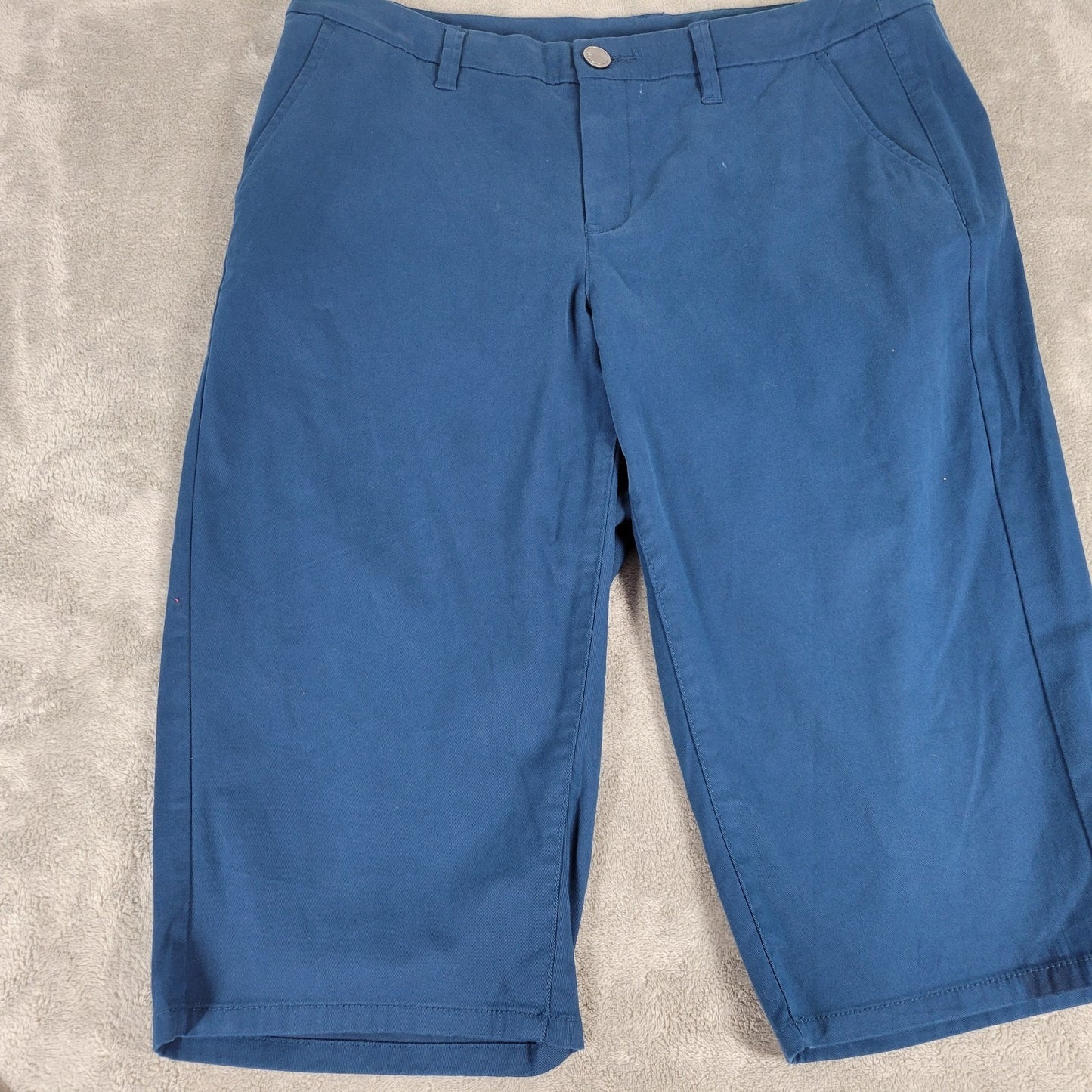 Lane Bryant Womens Pants 16 Capri Blue Zip Fly Lightweight Cotton Blend Casual