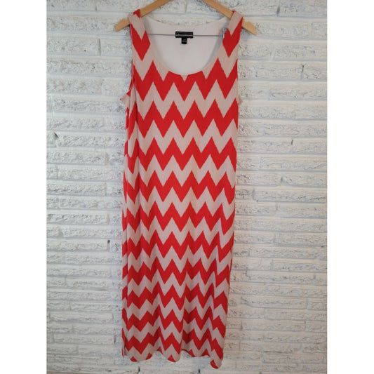 Jessica Howard Women Dress Extra Large XL Tank Midi Red Chevron Pullover Coverup