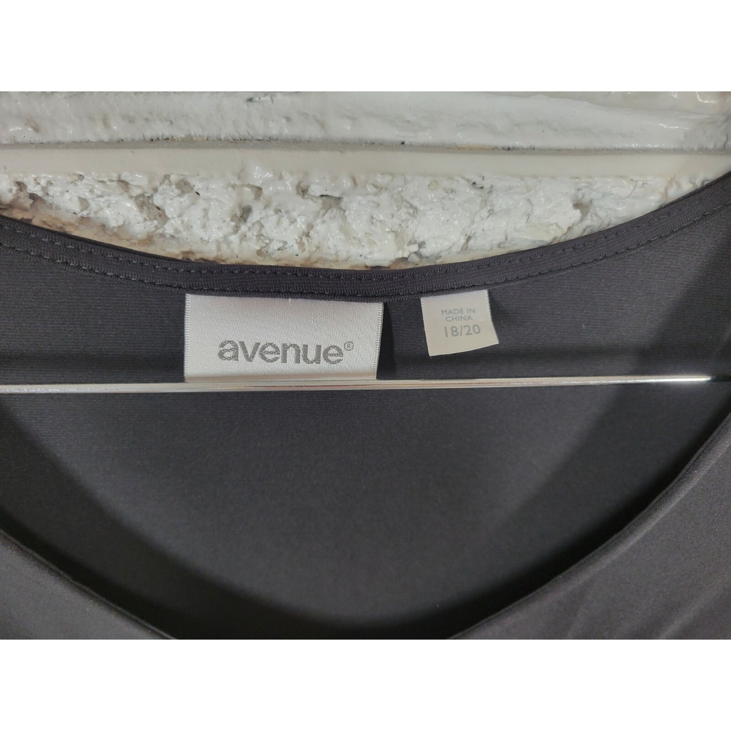 Avenue Womens Dress 18 20 Plus Short Sleeve Sheath Black Poly Blend Casual