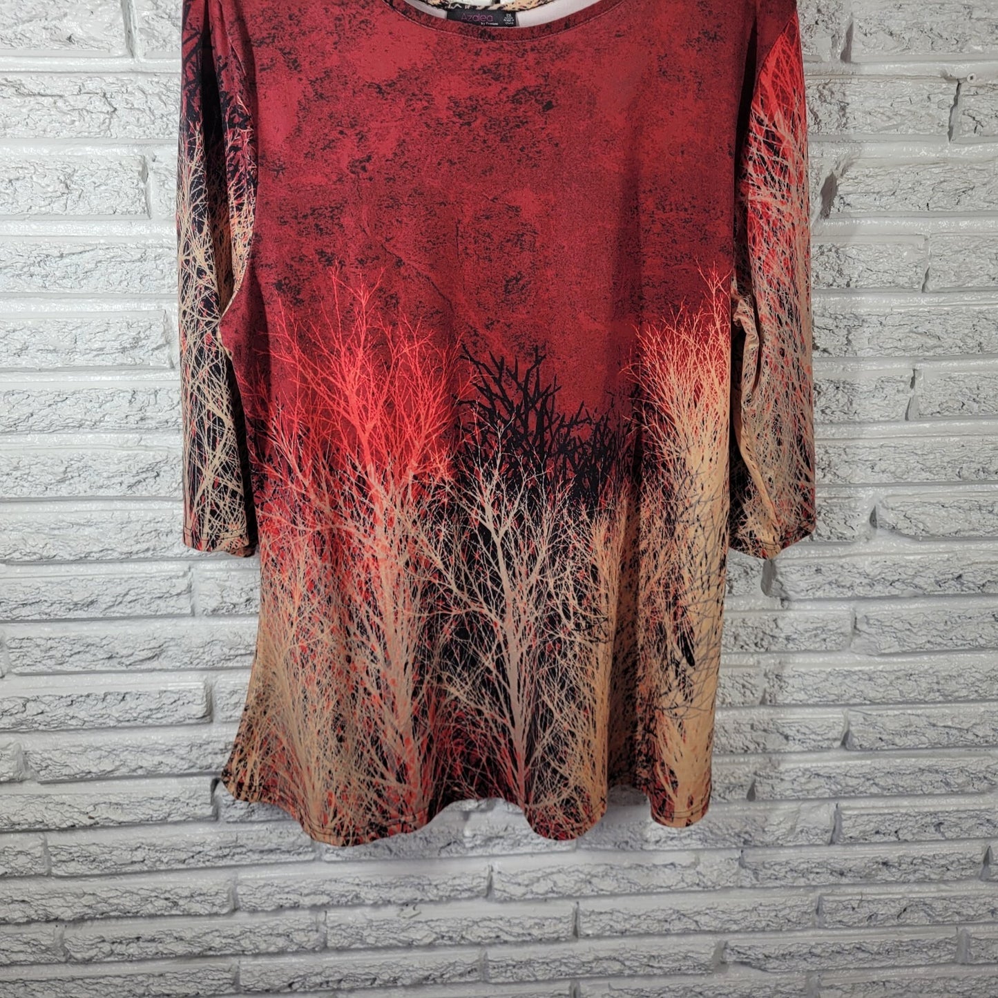 Azalea Firmiana Womens Dress 3X Plus Mini Casual Burgundy Pink Trees Poly Blend