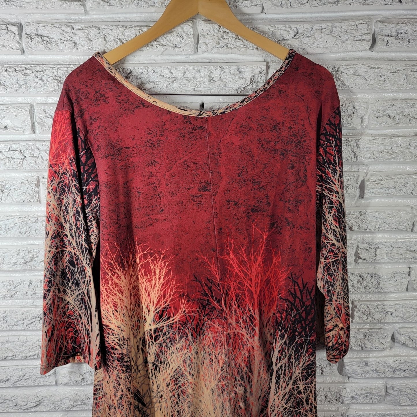 Azalea Firmiana Womens Dress 3X Plus Mini Casual Burgundy Pink Trees Poly Blend