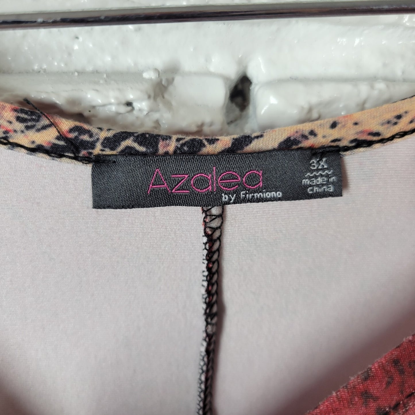 Azalea Firmiana Womens Dress 3X Plus Mini Casual Burgundy Pink Trees Poly Blend