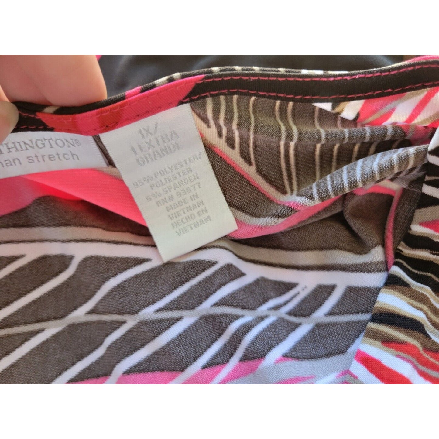 Worthington Womens Top 1X Plus Cap Sleeve Pink Geometric Poly Blend Office