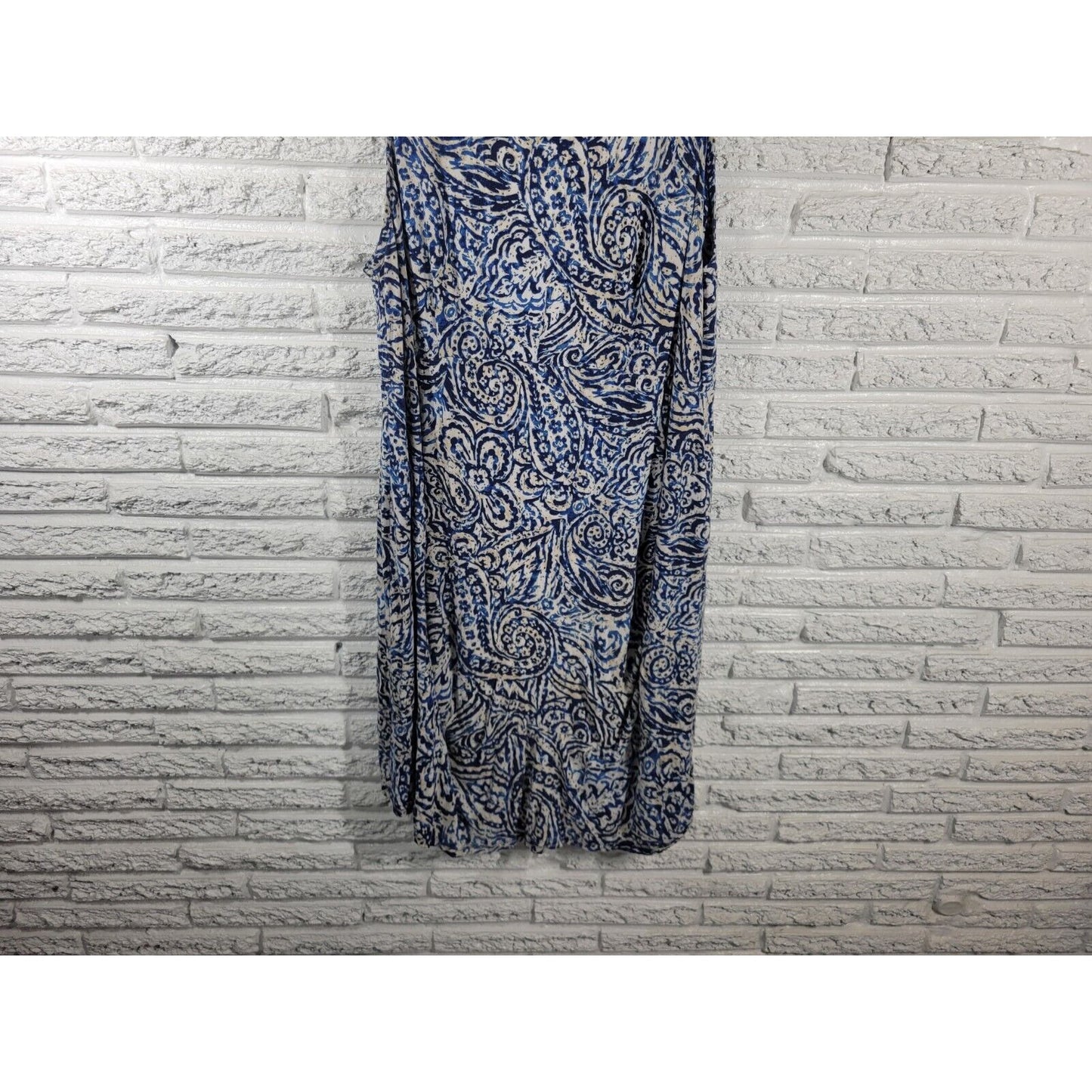 JM Collection Womens Dress 2X Shift Sleeveless Blue Paisley Casual Rayon Blend