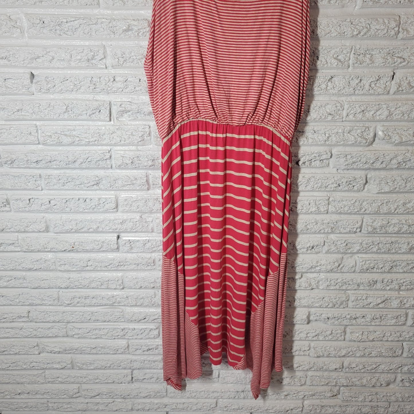 Style Co Womens Dress XL Tank Sheath Pink Stripe Rayon Blend Handkerchief Hem