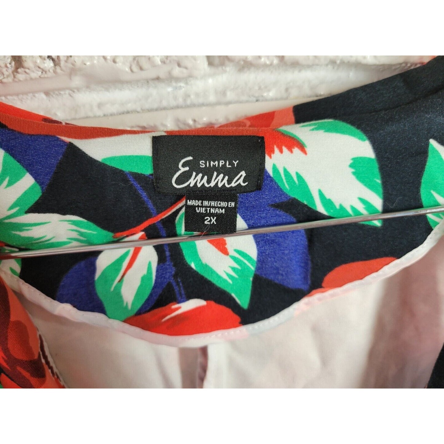 Simply Emma Womens Jacket 2X Blazer Red Floral One Button Pockets Career Casual