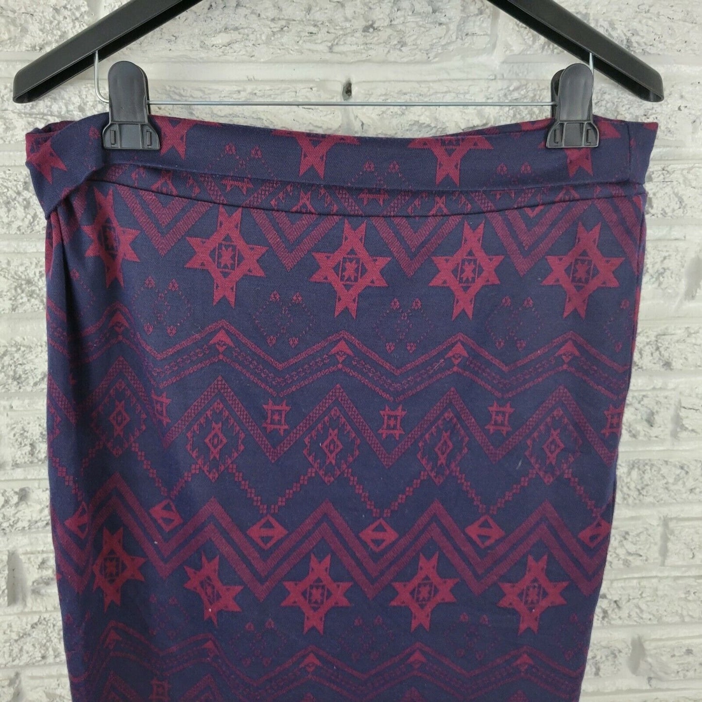 Lularoe Womens Skirt 3XL Plus Cassie Blue Geometric Tribal Pull On Pencil Draped