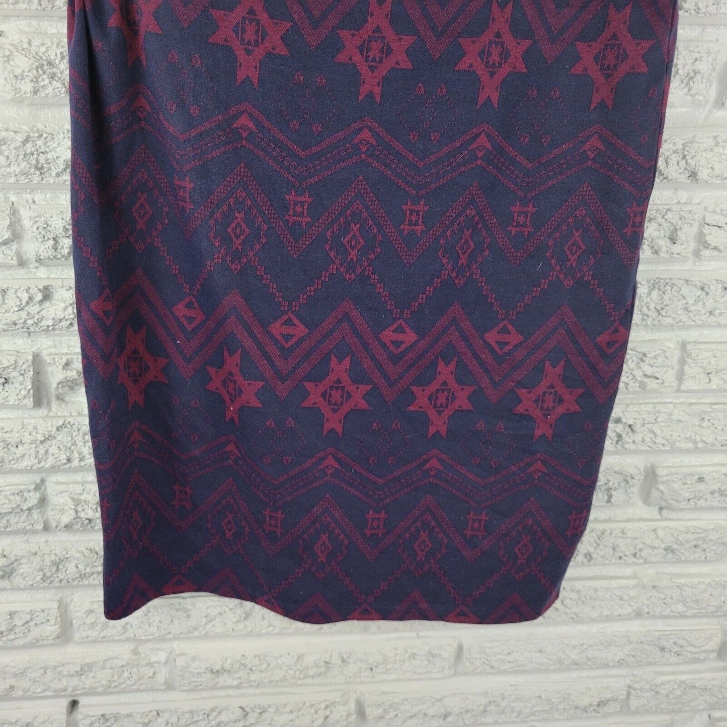 Lularoe Womens Skirt 3XL Plus Cassie Blue Geometric Tribal Pull On Pencil Draped