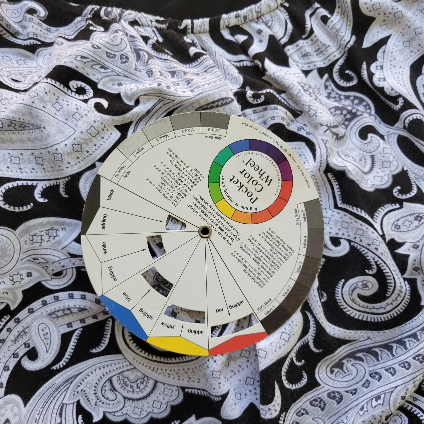 Croft Barrow Womens Top 1X Plus 3/4 Sleeve Black White Paisley Rayon Spandex