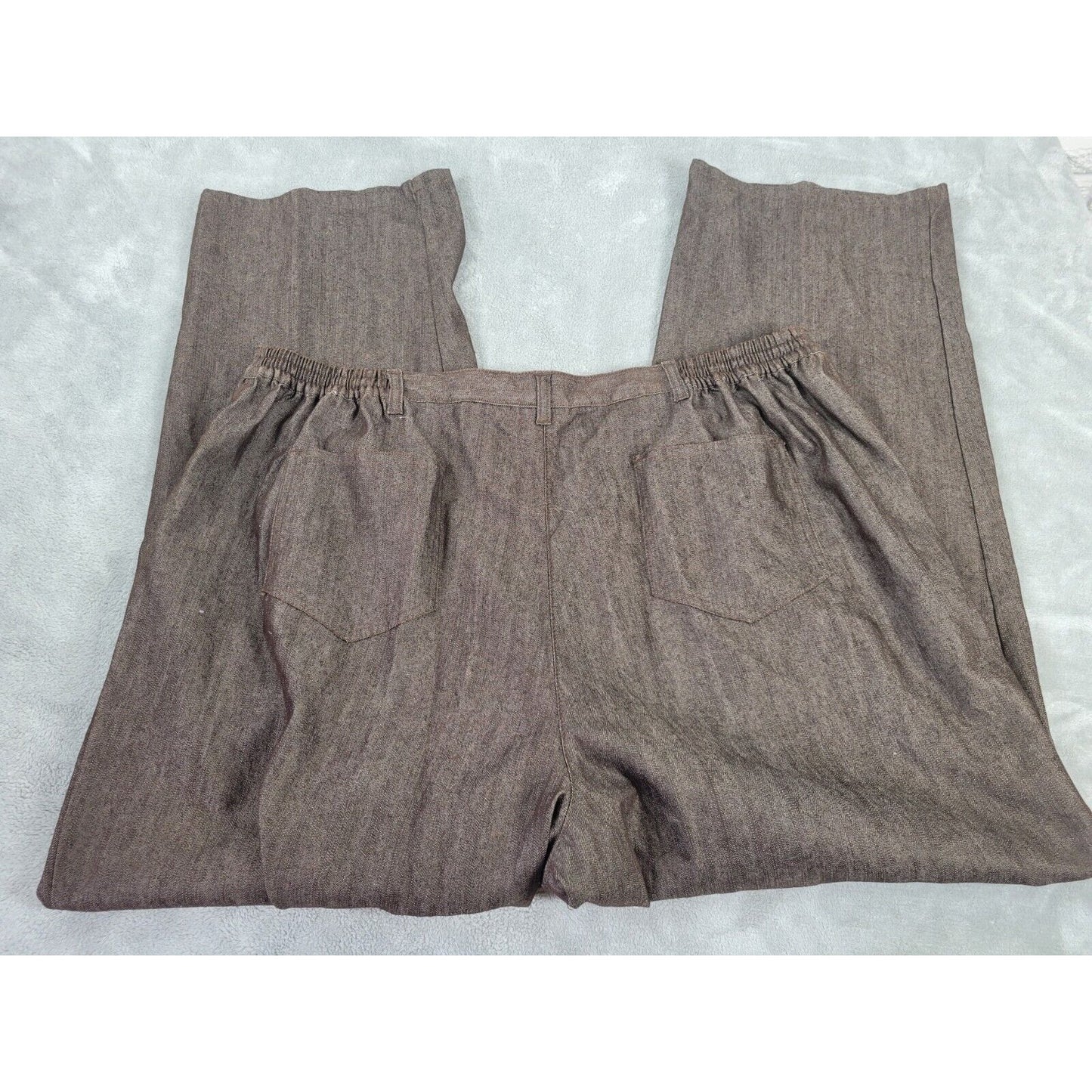 Ruby Rd Womens Pants 22W Straight Leg Brown Studded Comfort Waist Pockets
