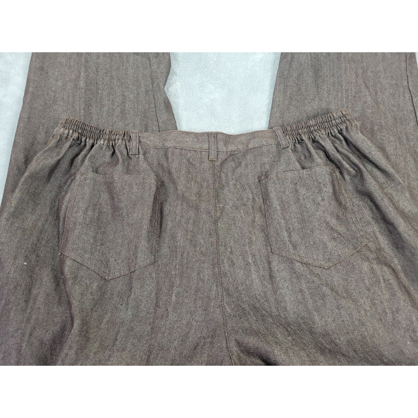 Ruby Rd Womens Pants 22W Straight Leg Brown Studded Comfort Waist Pockets
