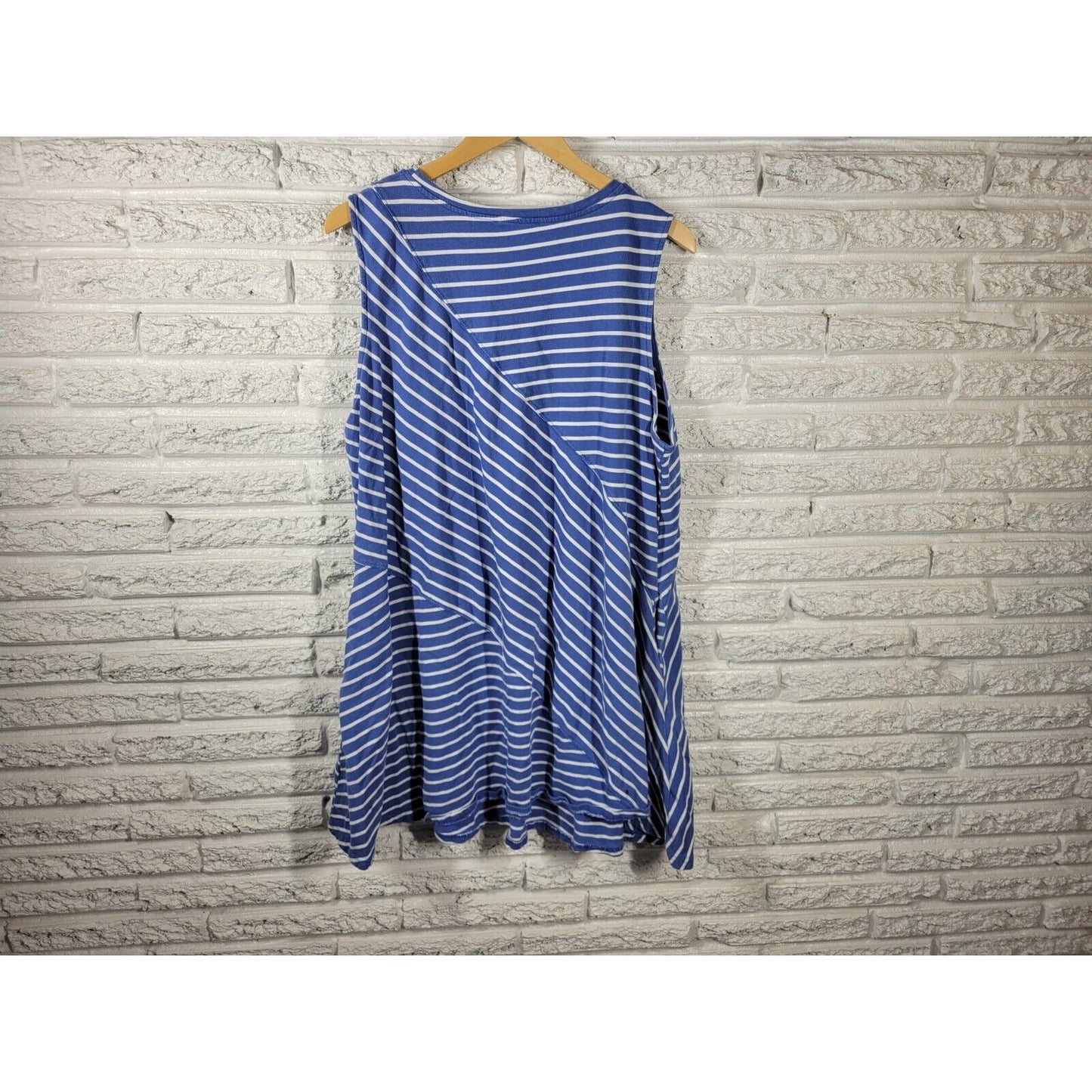 Suzanne Betro Womens Dress 2X Mini Shift Sleeveless Lace Up Shoulder Blue Stripe