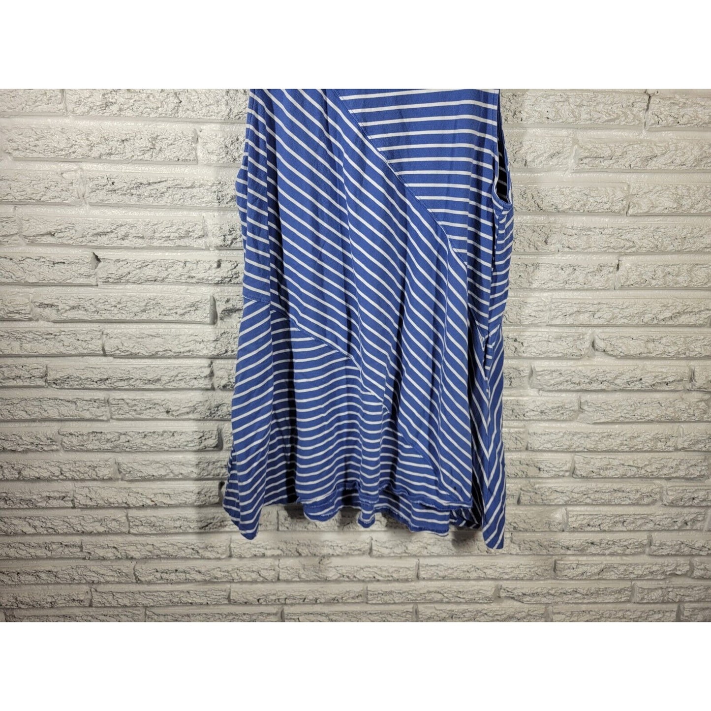 Suzanne Betro Womens Dress 2X Mini Shift Sleeveless Lace Up Shoulder Blue Stripe