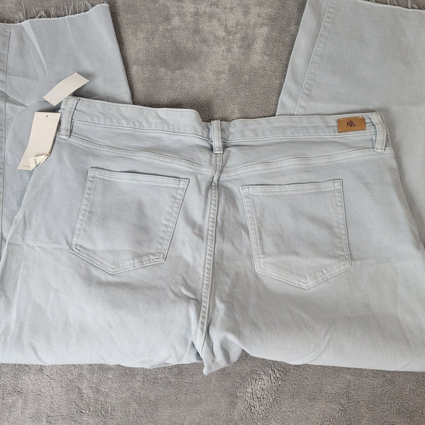 Lauren Ralph Lauren Womens Jeans 18W Plus Premier Ankle Light Blue Denim Zip Fly