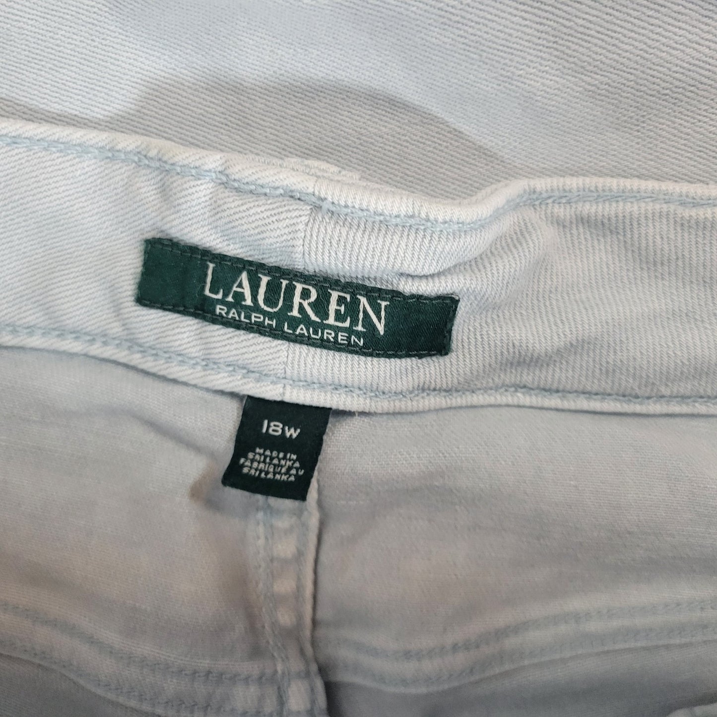 Lauren Ralph Lauren Womens Jeans 18W Plus Premier Ankle Light Blue Denim Zip Fly