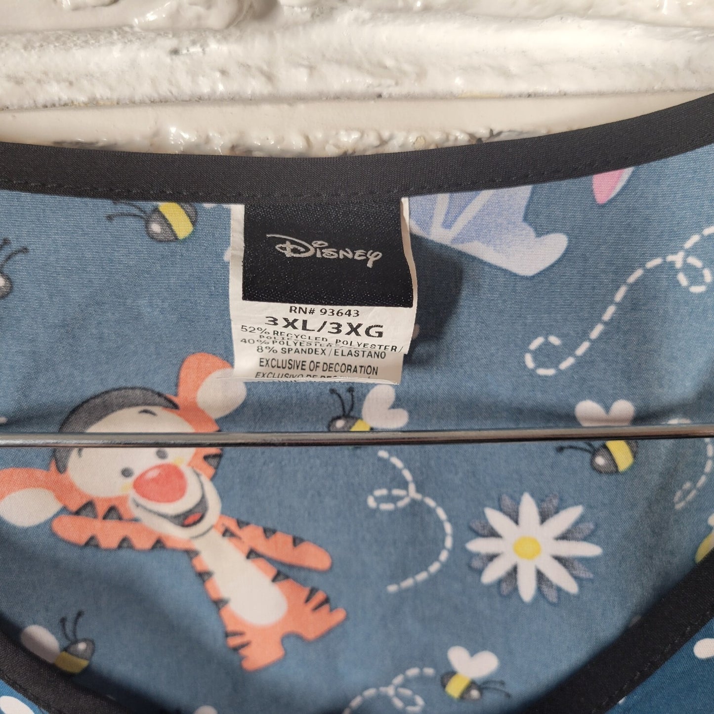 Disney Winnie Pooh Babies Unisex Scrub Top 3XL Plus Green Pockets Medical