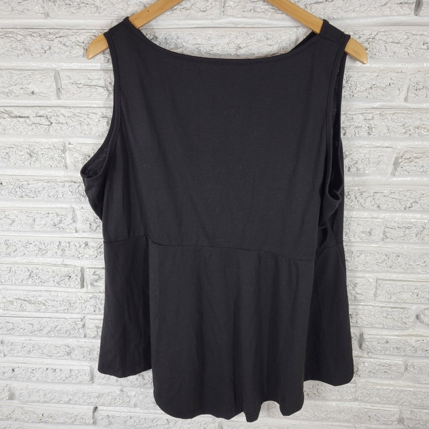 Womens Top 4XL Plus Swing Top Sleeveless Black Lace Trim Polyester Blend Casual