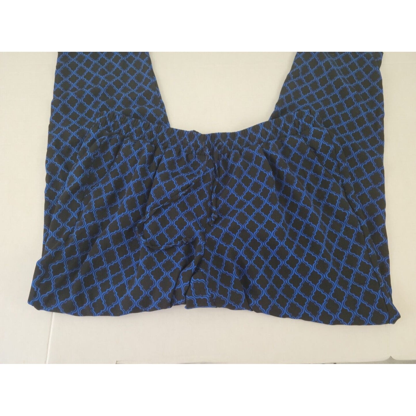 Zac Rachel Womens Pants 2X Plus Palazzo Pajama Lounge Sheer Blue Geometric