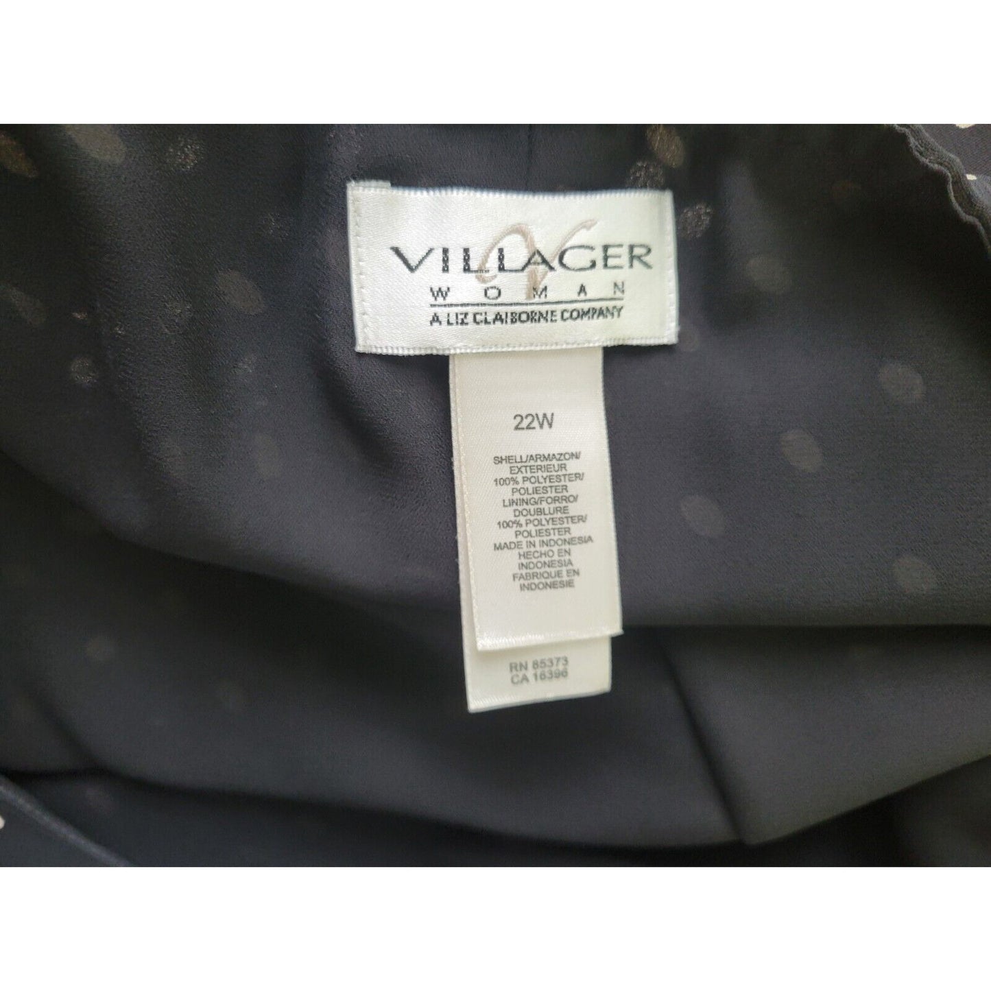 Liz Claiborne Villager Womens Skirt 22W Midi Black Polka Dot Sheer Slit Lined