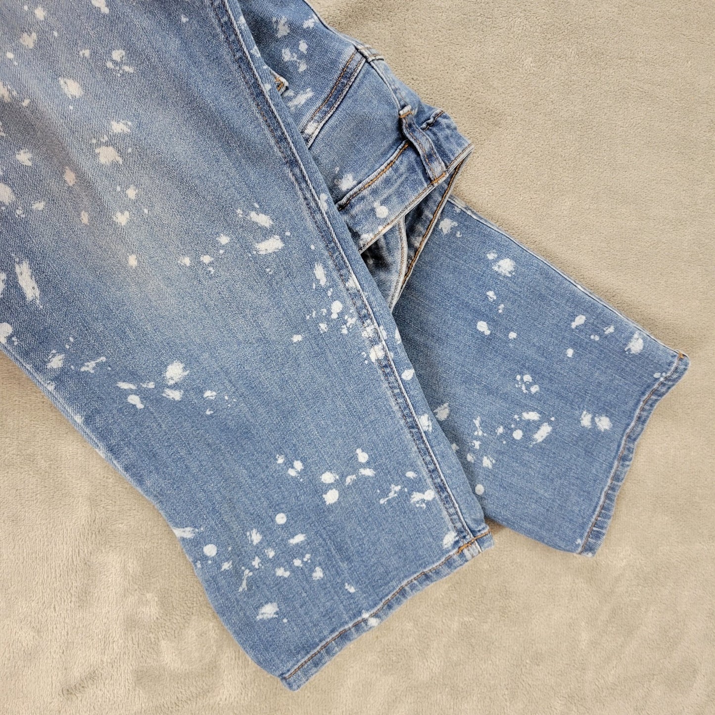 Westbound Womens Jeans 18 Plus Cropped Medium Blue Splatter Denim Zip Fly Comfy