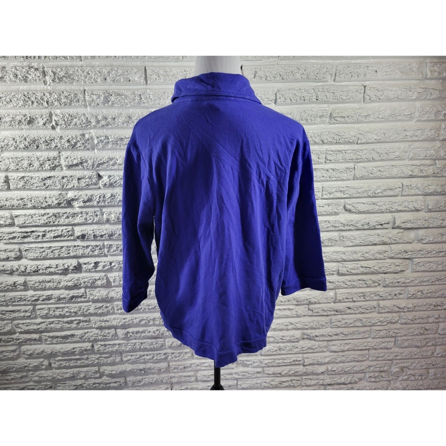 Onque Casual Womens Top 1X Plus Shirt Shacket Large Snaps Rhinestones Blue