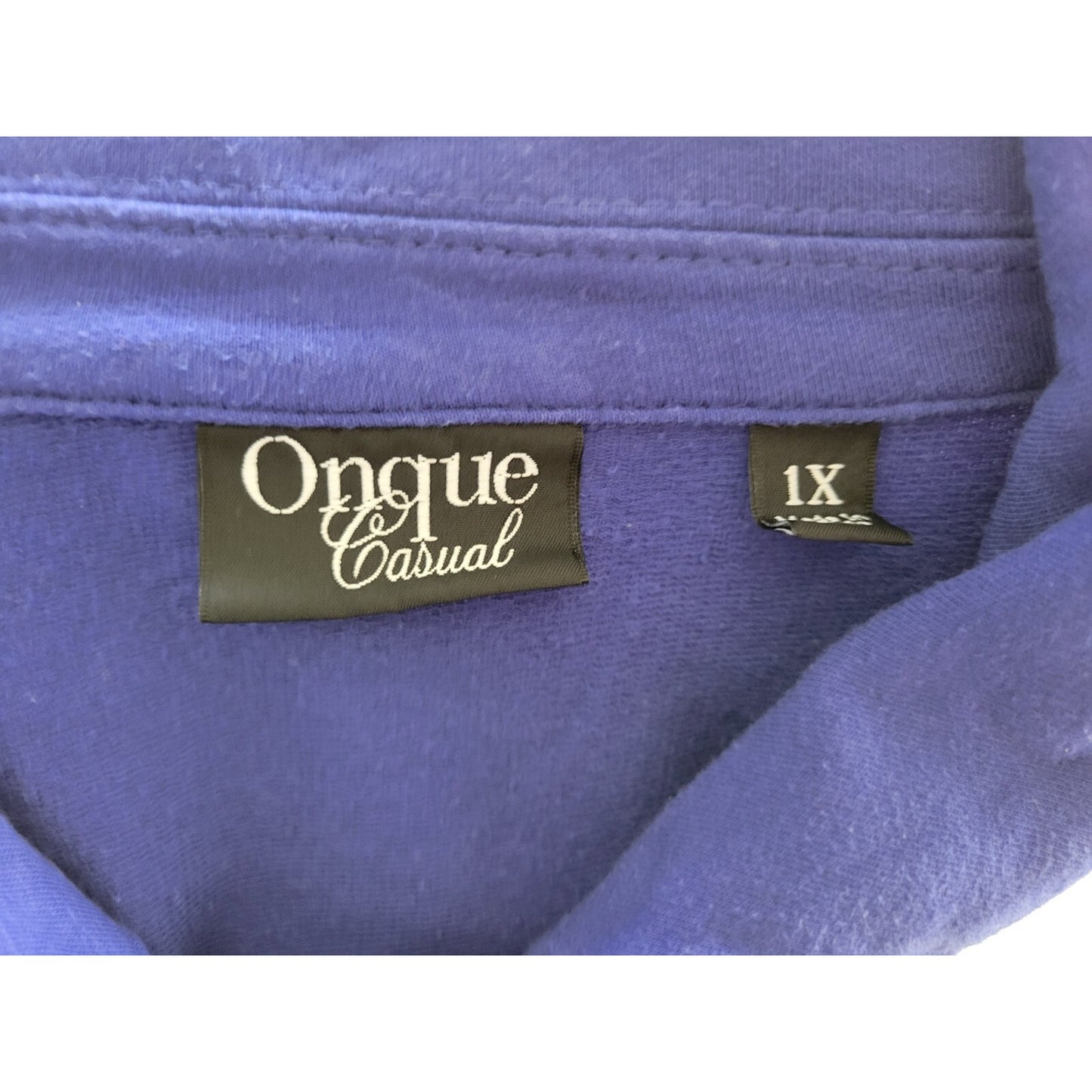 Onque Casual Womens Top 1X Plus Shirt Shacket Large Snaps Rhinestones Blue