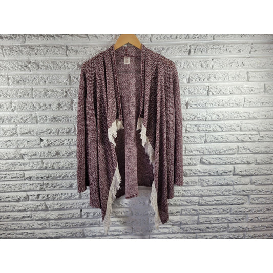 Arizona Jeans Women Sweater XXL 20 Cardigan Open Duster Fringe Poly Blend Brown