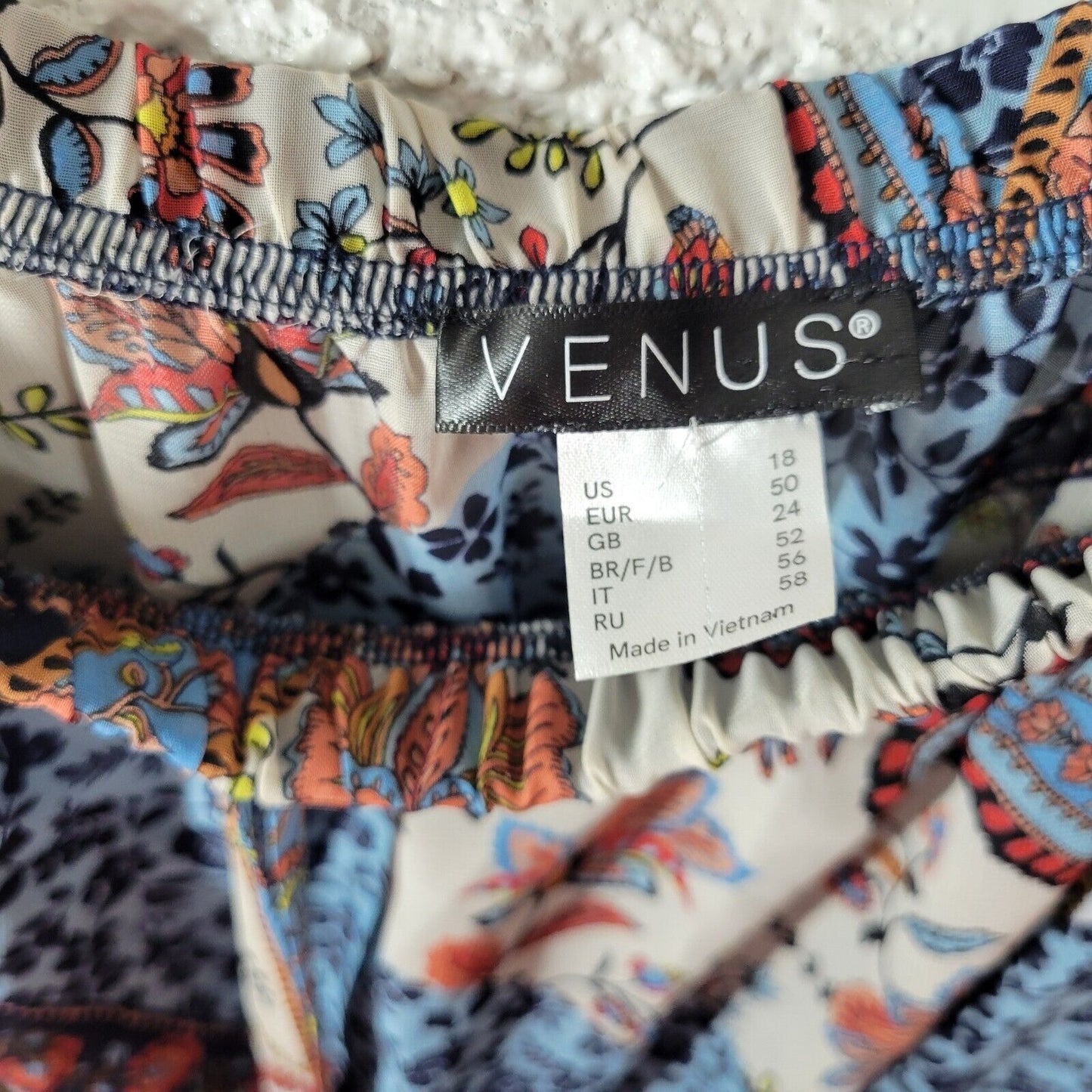 Venus Womens Dress 18 Overlay Blue Paisley Sheer Split Front On Off Shoulder