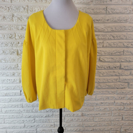 Lane Bryant Womens Jacket 18 Plus Blazer SHORT Career Button Sunny Yellow Lined