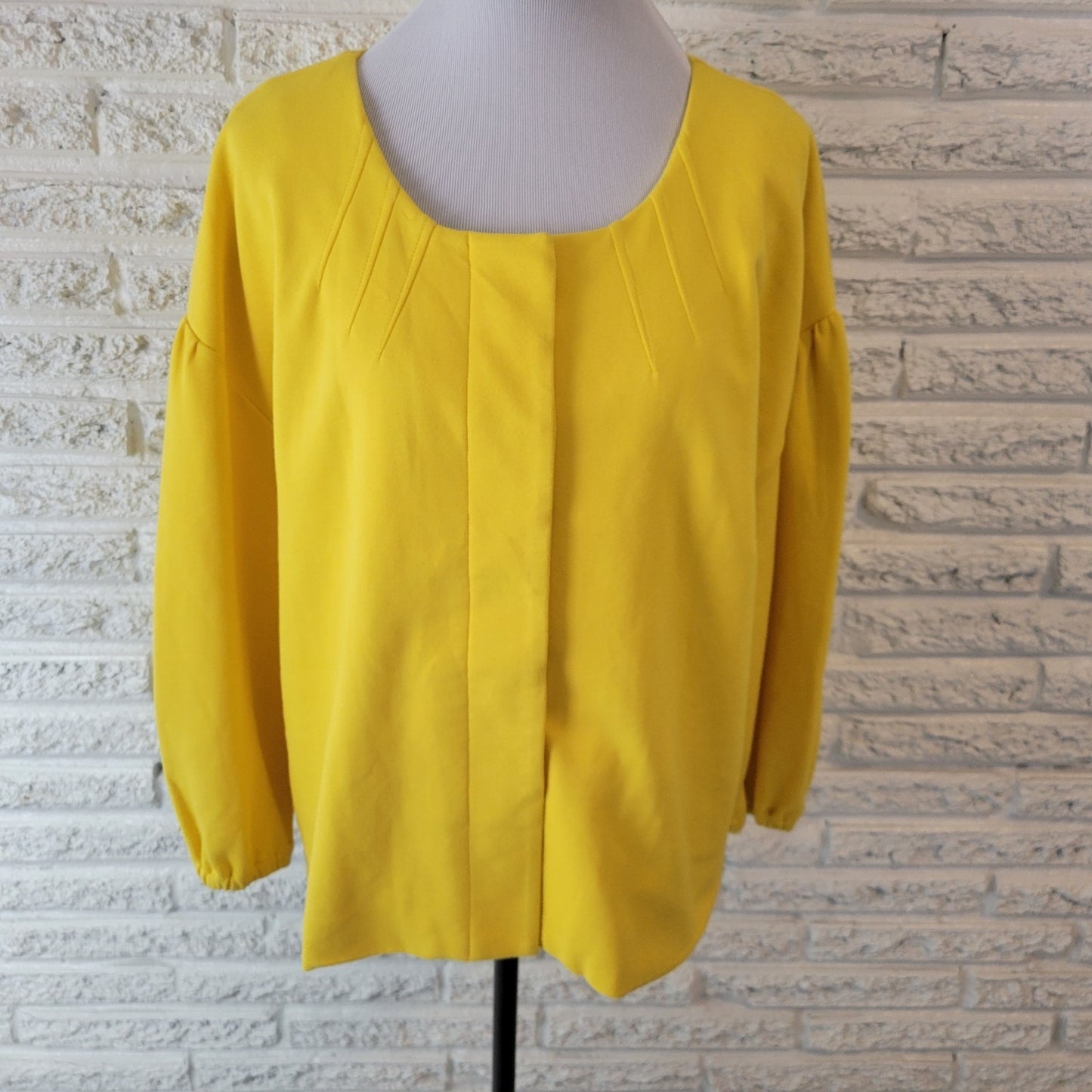Lane Bryant Womens Jacket 18 Plus Blazer SHORT Career Button Sunny Yellow Lined