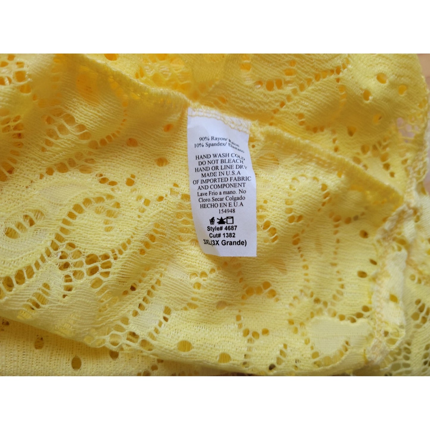Spin USA Womens Top 3XL Plus Open Lace Duster Yellow Rayon Spandex Career